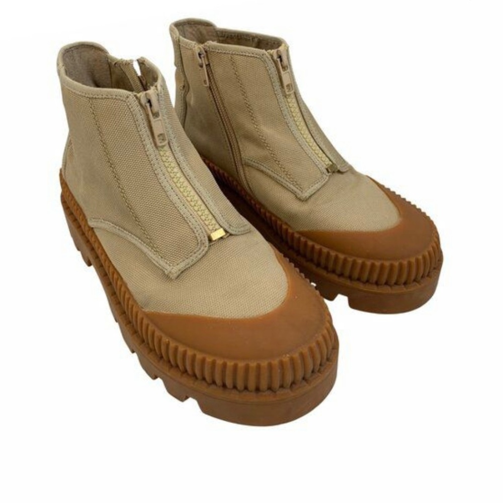 Anthro Silent D Beige Canvas High Top boot